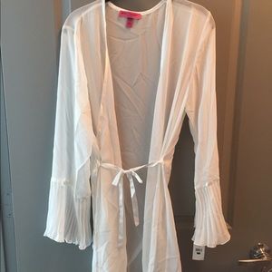 Betsey Johnson white sheer lingerie robe  L